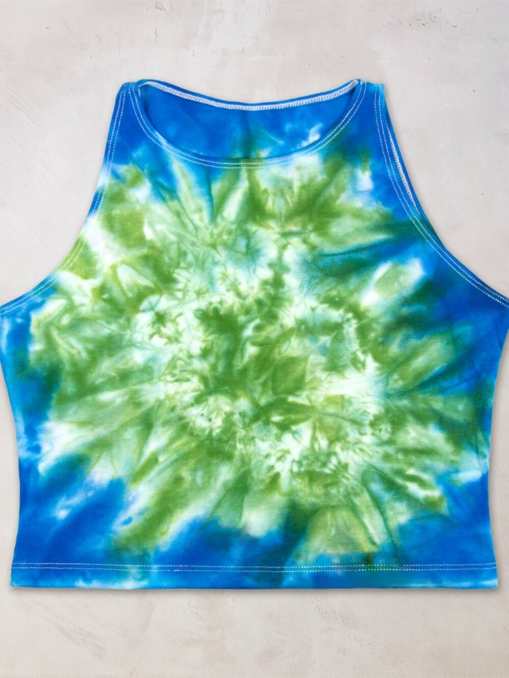 NWT Chrysocolla Tie Dye Crop Top | Blue and Green Hand-Dyed Cotton Yoga Crop Top
